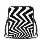 Black And White Zigzag Dazzle Print Rectangular Crossbody Bag