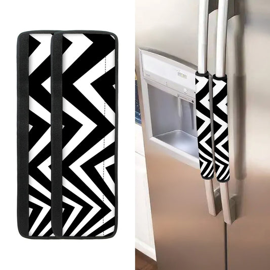 Black And White Zigzag Dazzle Print Refrigerator Handle Covers