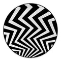 Black And White Zigzag Dazzle Print Round Floor Mat