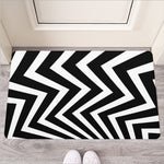 Black And White Zigzag Dazzle Print Rubber Doormat