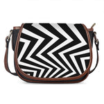 Black And White Zigzag Dazzle Print Saddle Bag