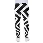 Black And White Zigzag Dazzle Print Scuba Joggers
