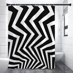 Black And White Zigzag Dazzle Print Shower Curtain