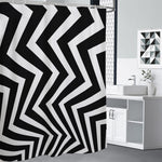 Black And White Zigzag Dazzle Print Shower Curtain