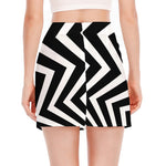 Black And White Zigzag Dazzle Print Side Slit Mini Skirt