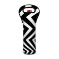 Black And White Zigzag Dazzle Print Single Neoprene Wine Tote