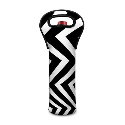Black And White Zigzag Dazzle Print Single Neoprene Wine Tote