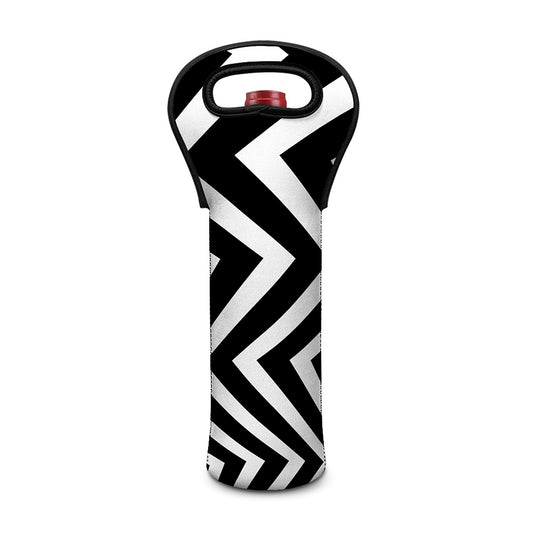 Black And White Zigzag Dazzle Print Single Neoprene Wine Tote