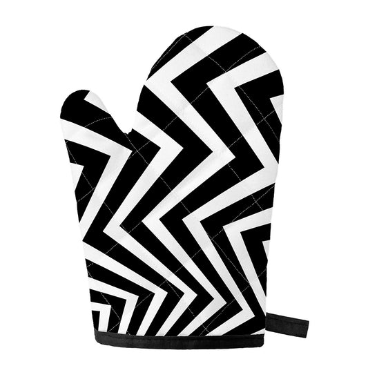 Black And White Zigzag Dazzle Print Single Oven Mitt