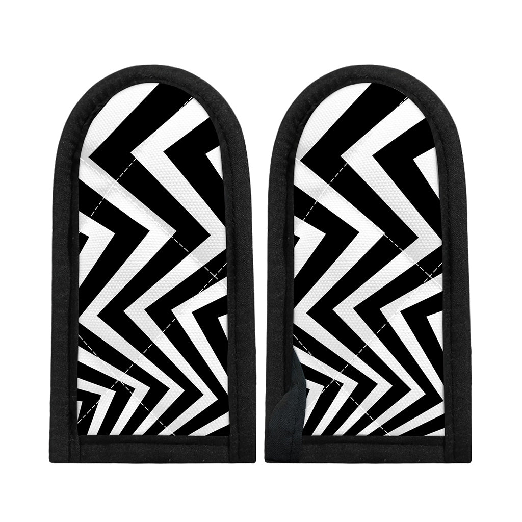 Black And White Zigzag Dazzle Print Skillet Handle Cover