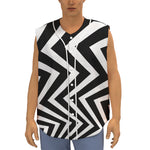 Black And White Zigzag Dazzle Print Sleeveless Baseball Jersey