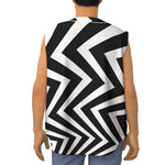 Black And White Zigzag Dazzle Print Sleeveless Baseball Jersey