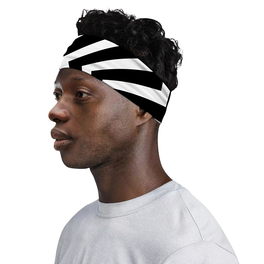 Black And White Zigzag Dazzle Print Sports Headband