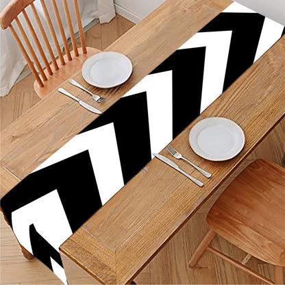 Black And White Zigzag Dazzle Print Table Runner