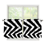 Black And White Zigzag Dazzle Print Tier Curtains