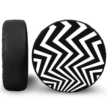 Black And White Zigzag Dazzle Print Tire Cover