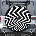 Black And White Zigzag Dazzle Print Tire Cover With Camera Hole