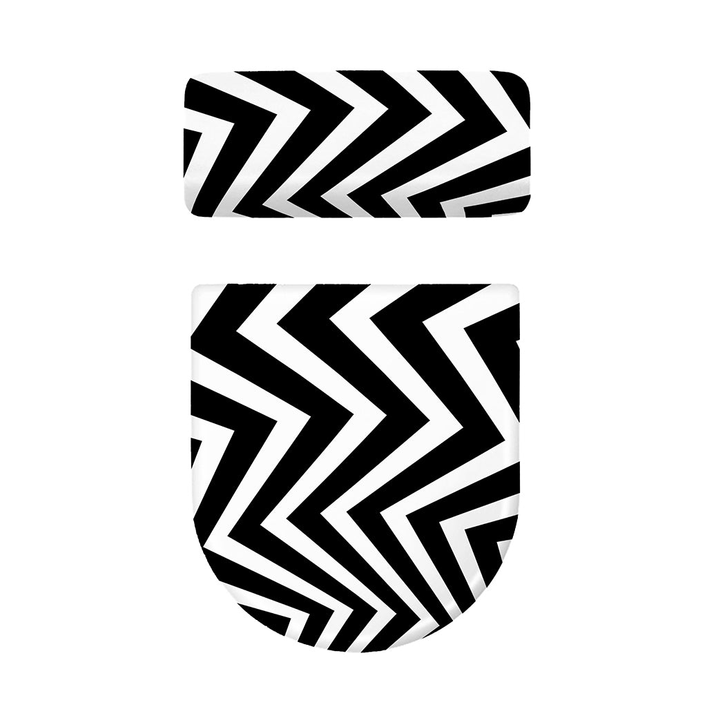 Black And White Zigzag Dazzle Print Toilet Lid And Tank Cover Set