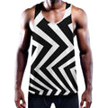 Black And White Zigzag Dazzle Print Men's Workout Tank Top