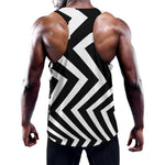 Black And White Zigzag Dazzle Print Training Tank Top