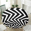 Black And White Zigzag Dazzle Print Waterproof Round Tablecloth