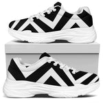 Black And White Zigzag Dazzle Print White Chunky Shoes