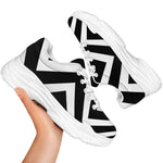 Black And White Zigzag Dazzle Print White Chunky Shoes