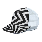 Black And White Zigzag Dazzle Print White Mesh Trucker Cap