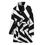 Black And White Zigzag Dazzle Print Women's Bathrobe