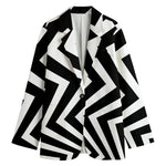 Black And White Zigzag Dazzle Print Women's Blazer