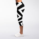 Black And White Zigzag Dazzle Print Women's Capri Leggings