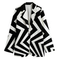 Black And White Zigzag Dazzle Print Women's Cotton Blazer