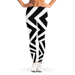Black And White Zigzag Dazzle Print Women's Leggings