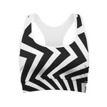 Black And White Zigzag Dazzle Print Women's Sports Bra