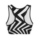 Black And White Zigzag Dazzle Print Women's Sports Bra