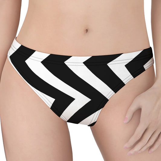Black And White Zigzag Dazzle Print Women's Thong