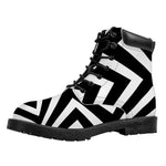 Black And White Zigzag Dazzle Print Work Boots