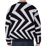 Black And White Zigzag Dazzle Print Zip Sleeve Bomber Jacket