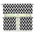 Black And White Zigzag Pattern Print 3 Piece Kitchen Curtains