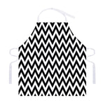 Black And White Zigzag Pattern Print Adjustable Apron