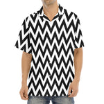 Black And White Zigzag Pattern Print Aloha Shirt