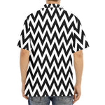 Black And White Zigzag Pattern Print Aloha Shirt