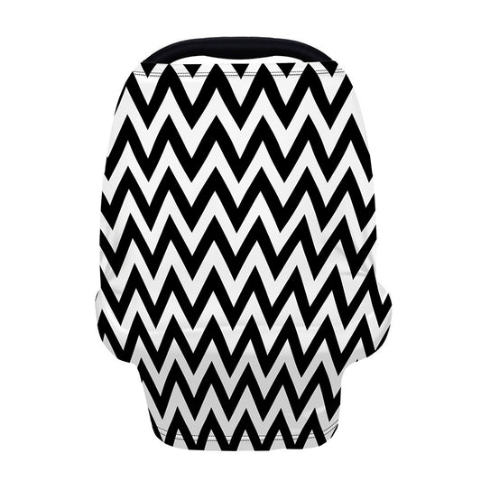 Black And White Zigzag Pattern Print Baby Seat Cover