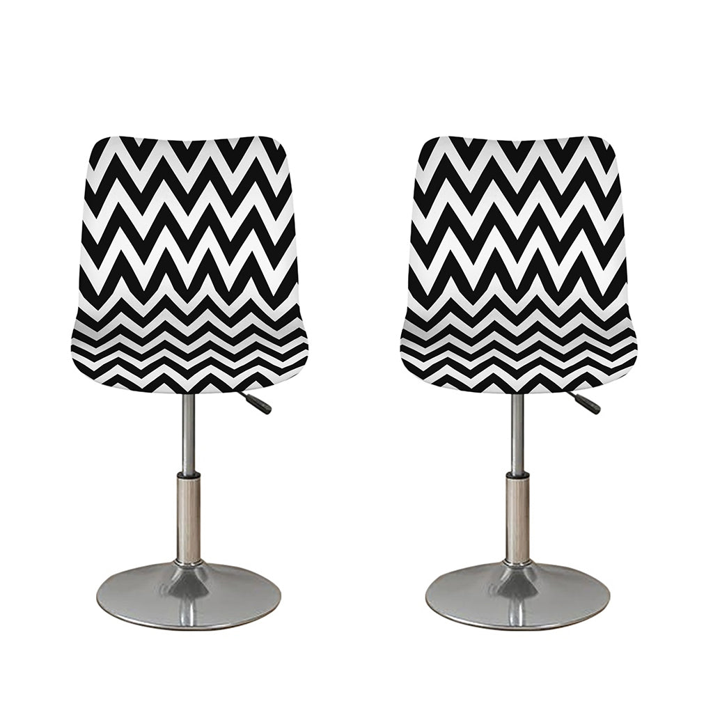 Black And White Zigzag Pattern Print Bar Stool Covers