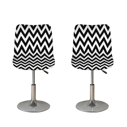Black And White Zigzag Pattern Print Bar Stool Covers