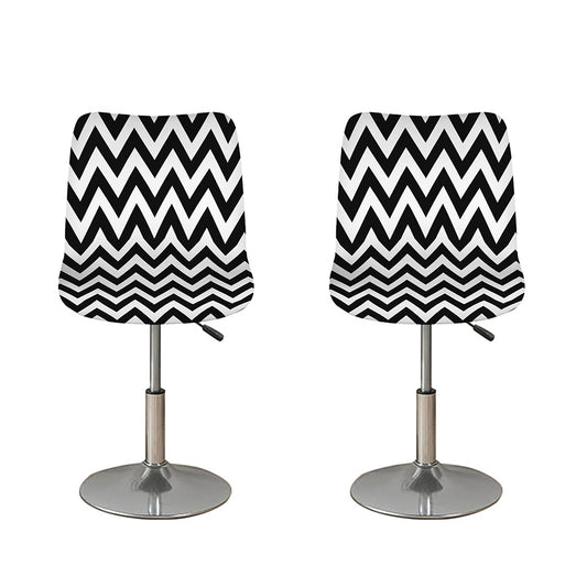Black And White Zigzag Pattern Print Bar Stool Covers