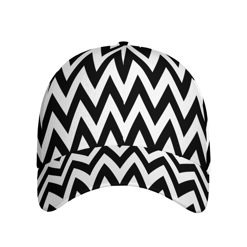 Black And White Zigzag Pattern Print Baseball Cap