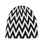 Black And White Zigzag Pattern Print Beanie