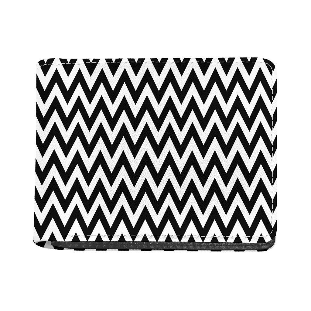 Black And White Zigzag Pattern Print Bifold Wallet