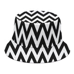 Black And White Zigzag Pattern Print Bucket Hat